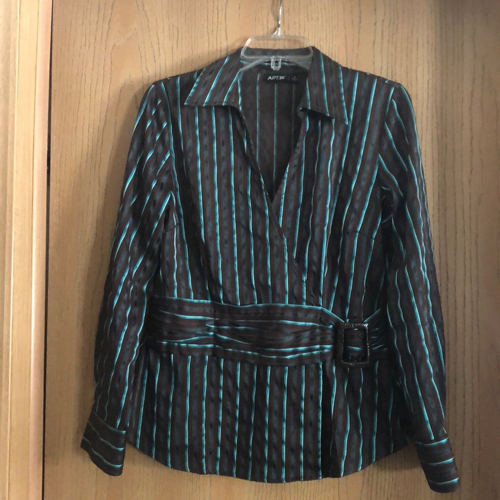 Apt 9 Med Women’s Striped Blouse Brown/Turquoise